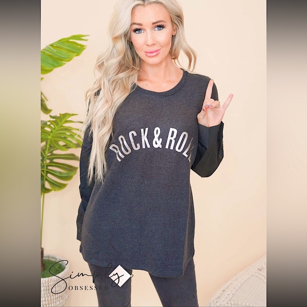 🆕🌿🖤CEZELE: Rock N Roll Long Sleeve Sweater Top MEDIUM